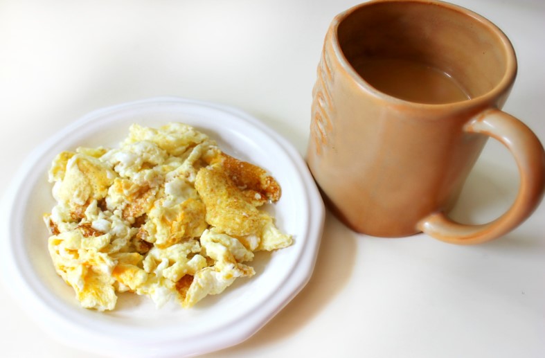 scrambled eggs and Panamanian coffee